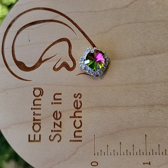 Watermelon Sparkle Prism Stud Earrings - Picture 3 of 6
